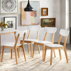 Buylateral Set di 4 Sedie da Pranzo Moderne Bianco/Naturale