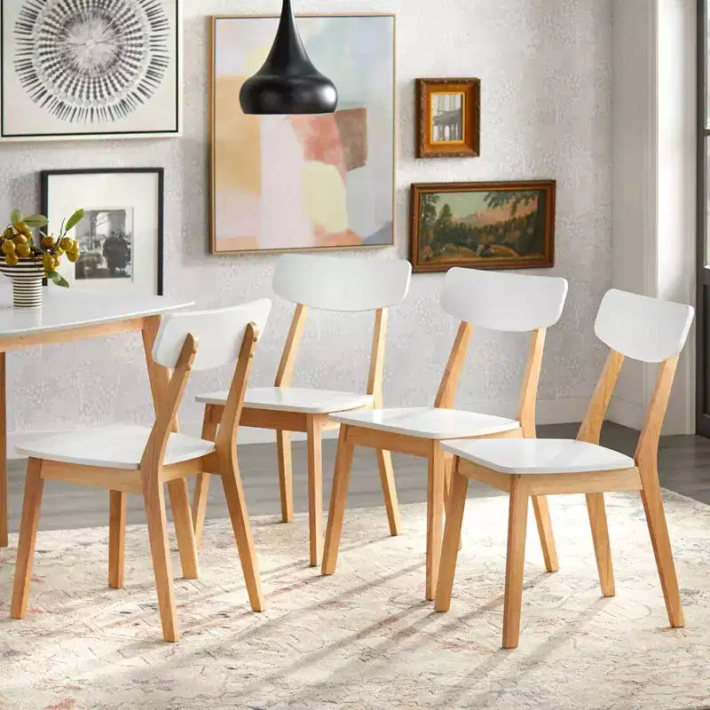 Buylateral Set di 4 Sedie da Pranzo Moderne Bianco/Naturale