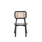 Set di 2 sedie da pranzo quadrate Versailles nere/naturali - Manhattan Comfort: struttura in legno di frassino, dettagli in rattan, sedile ergonomico