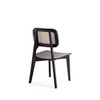 Set di 2 sedie da pranzo quadrate Versailles nere/naturali - Manhattan Comfort: struttura in legno di frassino, dettagli in rattan, sedile ergonomico