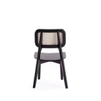 Set di 2 sedie da pranzo quadrate Versailles nere/naturali - Manhattan Comfort: struttura in legno di frassino, dettagli in rattan, sedile ergonomico