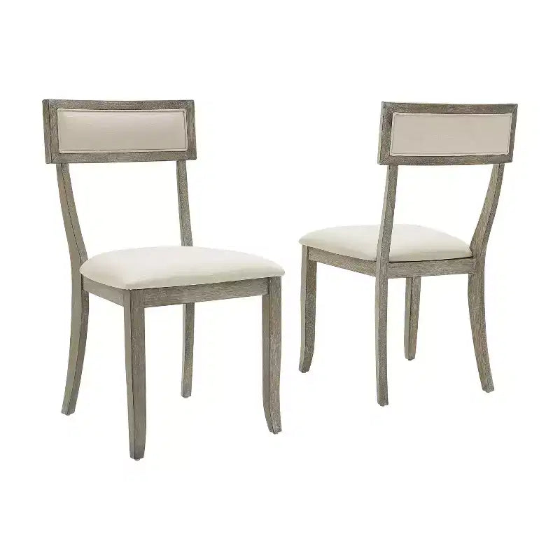 Crosley Set di 2 sedie da pranzo Alessia lavato grigio rustico: imbottite, gambe in legno di gomma, imbottitura in schiuma