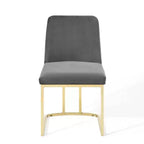 Set di 2 sedie da pranzo Amplify con base a slitta in velluto performance, oro/grigio - Modway: Imbottite, struttura in ferro, capacità 150 kg