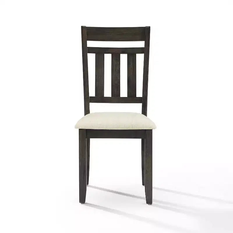 Set di 2 sedie da pranzo con schienale a doghe Hayden Ardesia - Crosley: Seduta imbottita, Struttura in legno di gomma, Lino