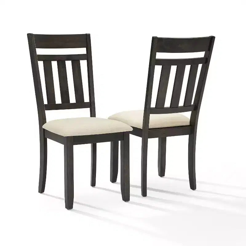 Set di 2 sedie da pranzo con schienale a doghe Hayden Ardesia - Crosley: Seduta imbottita, Struttura in legno di gomma, Lino