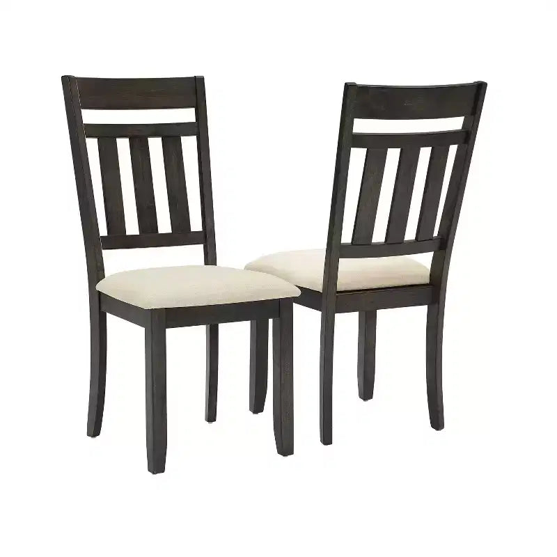 Set di 2 sedie da pranzo con schienale a doghe Hayden Ardesia - Crosley: Seduta imbottita, Struttura in legno di gomma, Lino