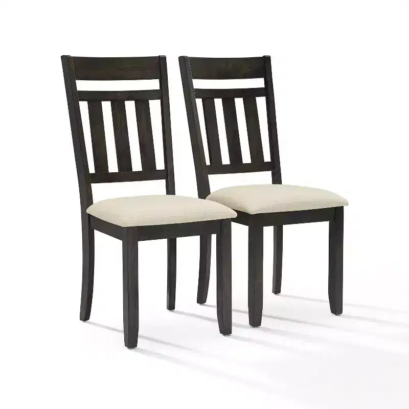 Set di 2 sedie da pranzo con schienale a doghe Hayden Ardesia - Crosley: Seduta imbottita, Struttura in legno di gomma, Lino