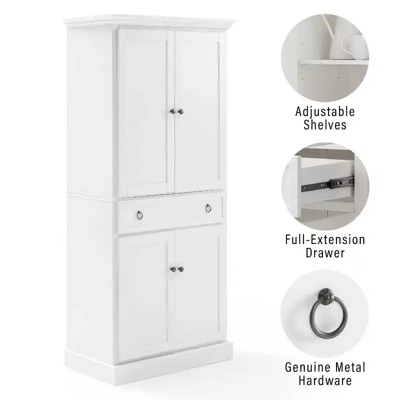 Winston Storage Pantry White - Crosley: Credenza alta a due ante, 5 ripiani, stile tradizionale