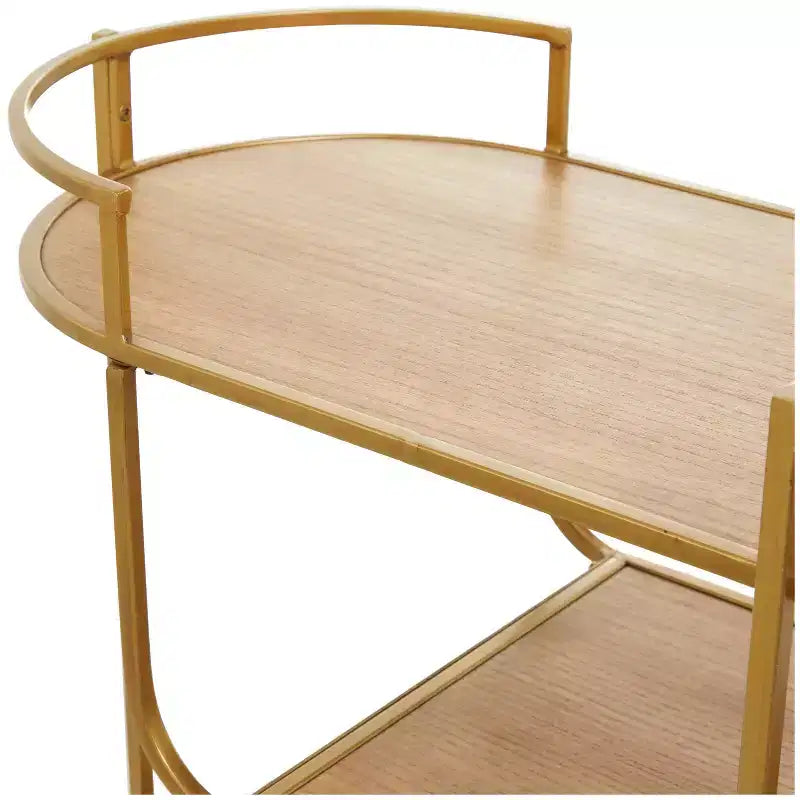 Carrello bar contemporaneo in metallo e legno, oro - Olivia & May: Nessun montaggio, 3 ripiani, per uso interno