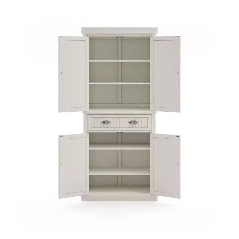 Nantucket Pantry Bianco Sporco - Homestyles: Mobile da cucina costiero nautico, Struttura in legno massello, Ripiani regolabili, Altezza 72"