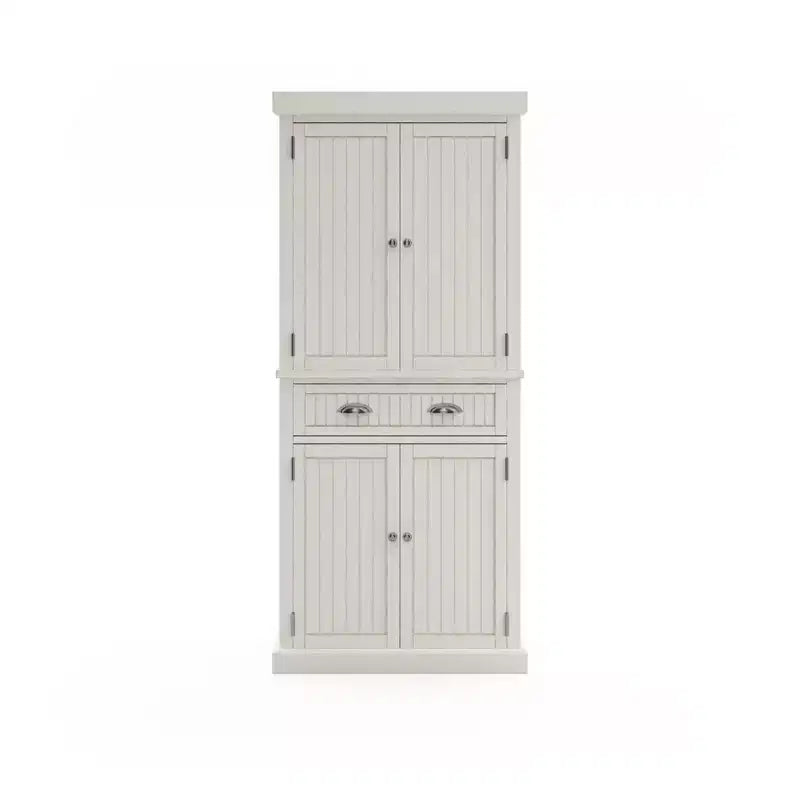 Nantucket Pantry Bianco Sporco - Homestyles: Mobile da cucina costiero nautico, Struttura in legno massello, Ripiani regolabili, Altezza 72"