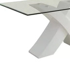 Tavolo da pranzo Pervis da 60" Bianco/Vetro trasparente - Acme Furniture: Moderno per 4 persone, base in legno incrociata, non allungabile