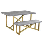 Tavolo da pranzo Raven in legno di mango da 60" con dettagli oro/grigio - Timbergirl
