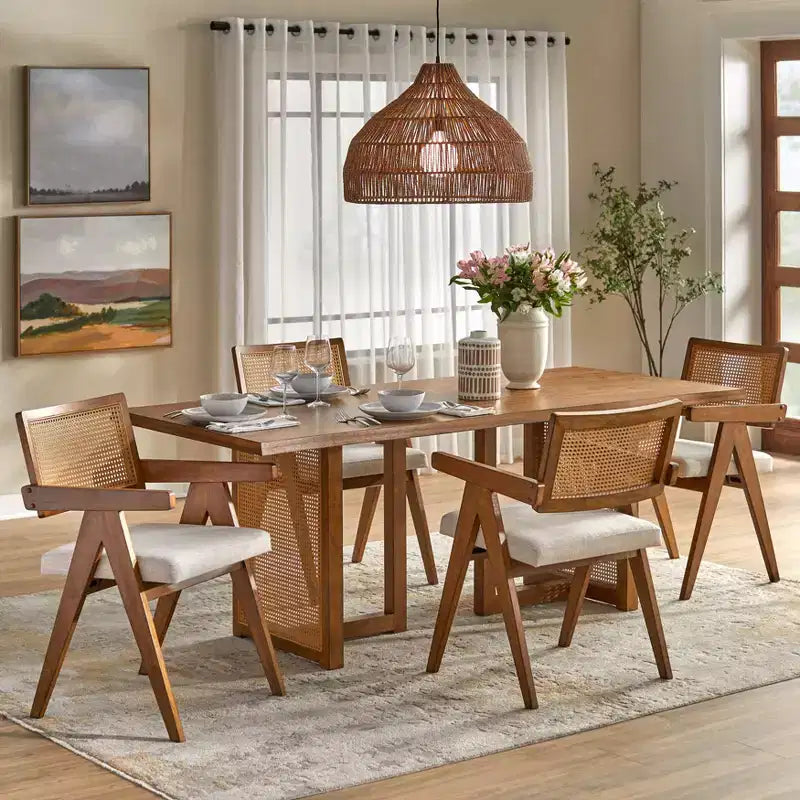 Lifestorey Set da Pranzo Felicity Moderno 5 Pezzi Quercia Coloniale/Beige