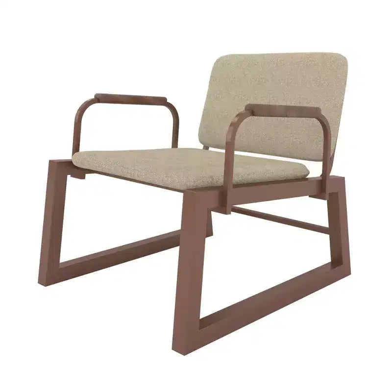 1.0 Sedia bassa Whythe Lino/Corten - Manhattan Comfort: Moderna, struttura in acciaio imbottita, per sala da pranzo e salotto