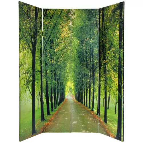 Divisorio pieghevole a 2 pannelli 150 cm Canvas Verde con sentiero della vita - Oriental Furniture
