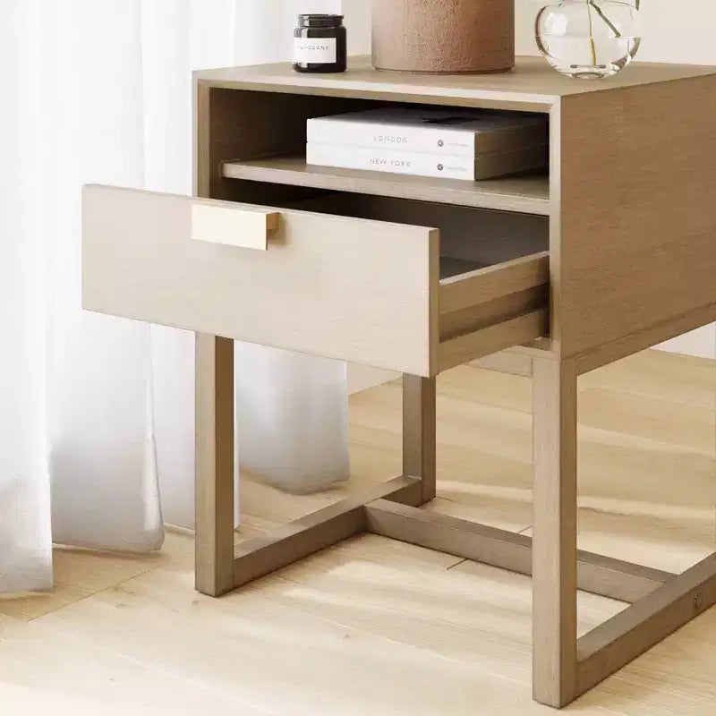 Comodino 22" Luke Wood con Vano Aperto, Stile Rustico/Country - Nathan James