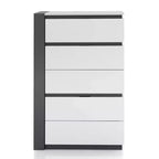 Cassettiera Pape Contemporanea a 5 Cassetti Bianco/Grigio Metallizzato - miBasics