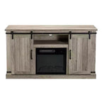 Sliding Doors Electric Fireplace TV Stand for TVs up to 60" Antique Gray Oak - Home Essentials: MDF & Nickel Hardware, Cable Management