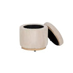 Pouff contenitore Linon Blanche in velluto a coste color crema