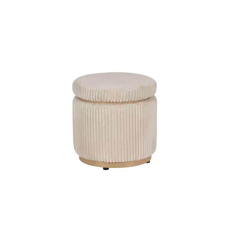 Pouff contenitore Linon Blanche in velluto a coste color crema