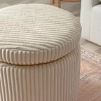 Pouff contenitore Linon Blanche in velluto a coste color crema