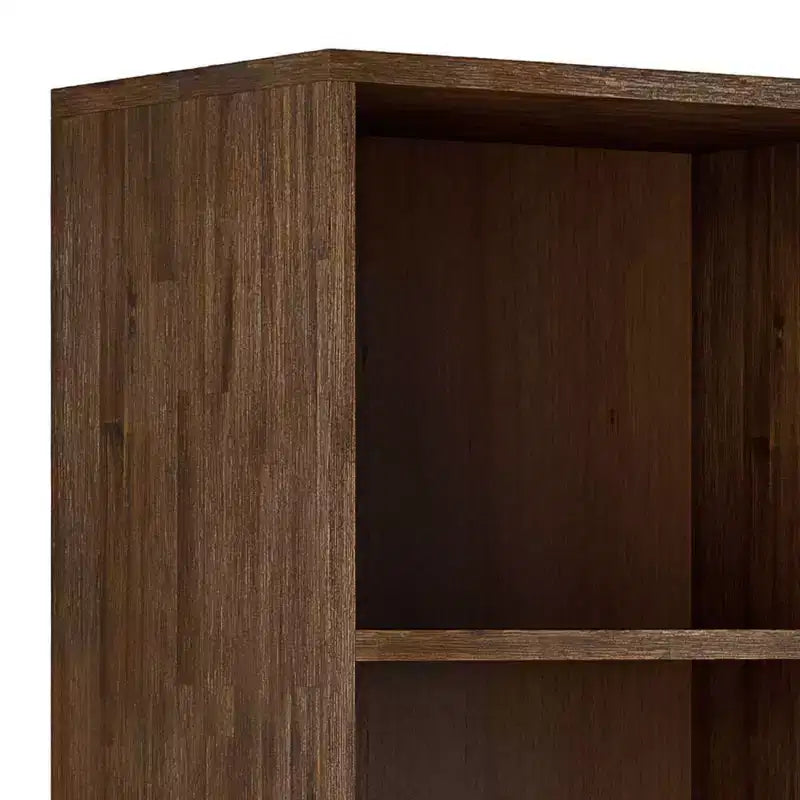 Libreria Wright da 70" con Vano Contenitore Marrone Naturale Rustico Invecchiato-WyndenHall: Metà Secolo, 2 Ante, 4 Ripiani