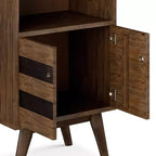 Libreria Wright da 70" con Vano Contenitore Marrone Naturale Rustico Invecchiato-WyndenHall: Metà Secolo, 2 Ante, 4 Ripiani
