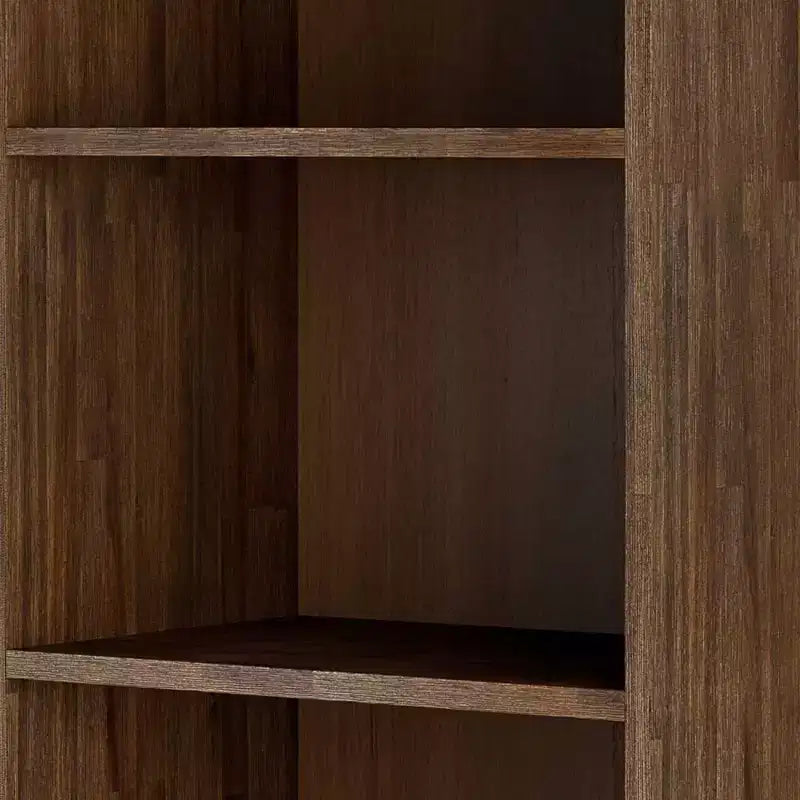 Libreria Wright da 70" con Vano Contenitore Marrone Naturale Rustico Invecchiato-WyndenHall: Metà Secolo, 2 Ante, 4 Ripiani