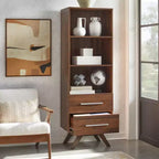 Buylateral 71" Ashfield - Mobile a torre con 3 ripiani e cassetti Noce