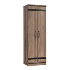 Sauder Homeplus 2 Door Farmhouse Storage Cabinet Salt Oak: Laminated Adjustable Shelves, MDF Frame