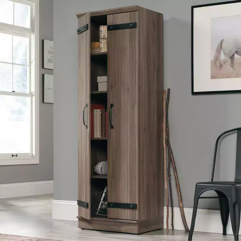 Sauder Homeplus Armadietto Rustico a 2 Ante Rovere Salt: Ripiani Regolabili Laminati, Struttura in MDF