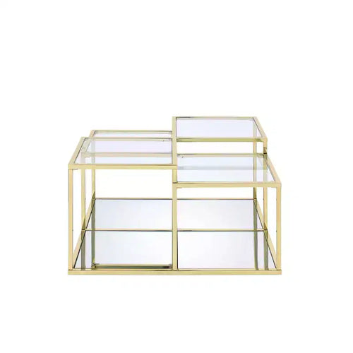 Tavolino Uchenna da 34" in Vetro Trasparente/Finitura Oro - Acme Furniture