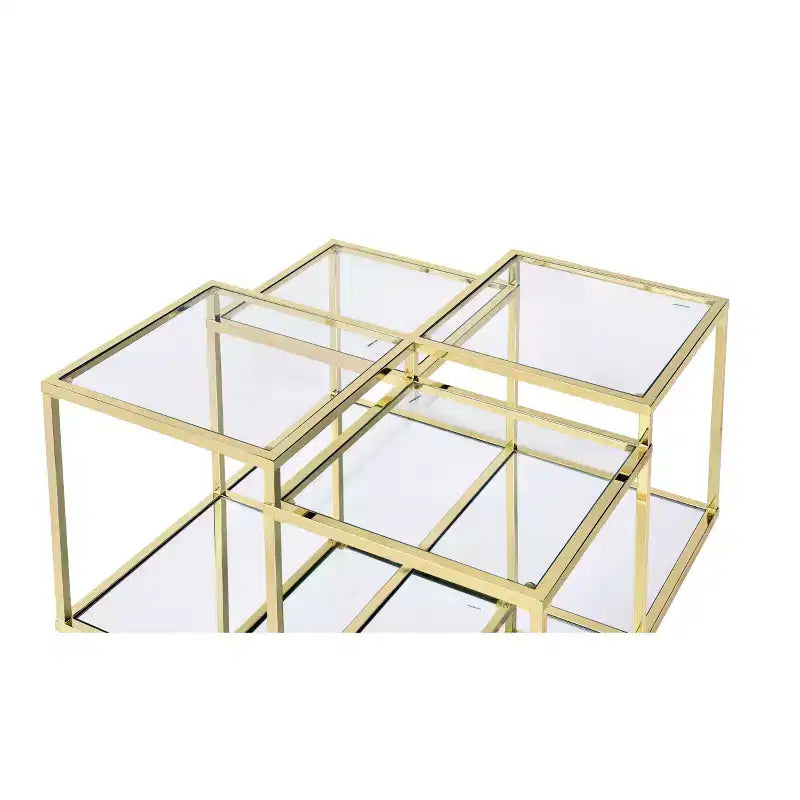 Tavolino Uchenna da 34" in Vetro Trasparente/Finitura Oro - Acme Furniture