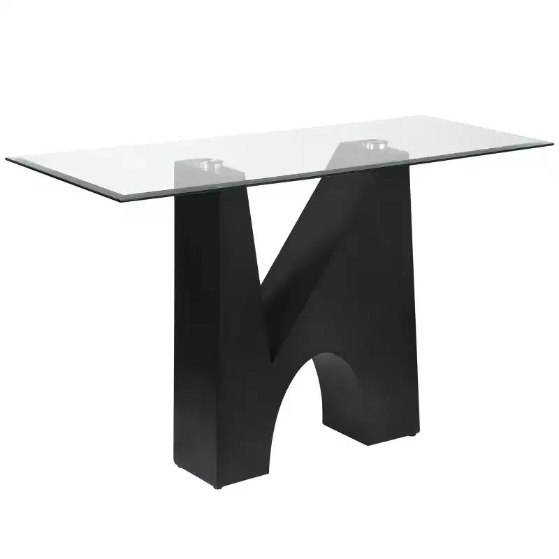 Riverpoint Modern Rectangle Console Table Clear/Black - HOMES: Inside + Out: Steel Frame, Beveled Edge