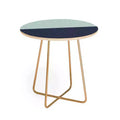 Deny Designs Round Colour Poems Color Block Lines Side Table Green/Gold: Stain-Resistant, Steel Frame, Wood Composite Top