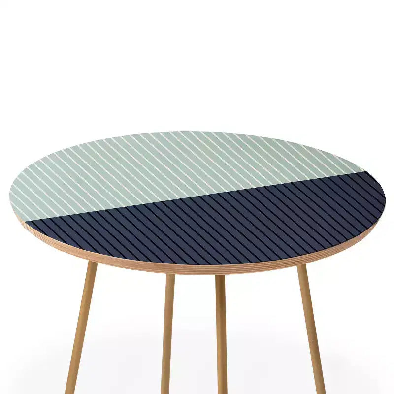 Deny Designs Tavolino Rotondo Colour Poems Color Block Lines Verde/Oro: Resistente alle macchie, Struttura in acciaio, Piano in composito di legno