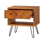 Tavolino da divano Lifestorey Alexandria a 1 cassetto color rovere: Tavolino con impiallacciatura in acacia e scomparto portaoggetti