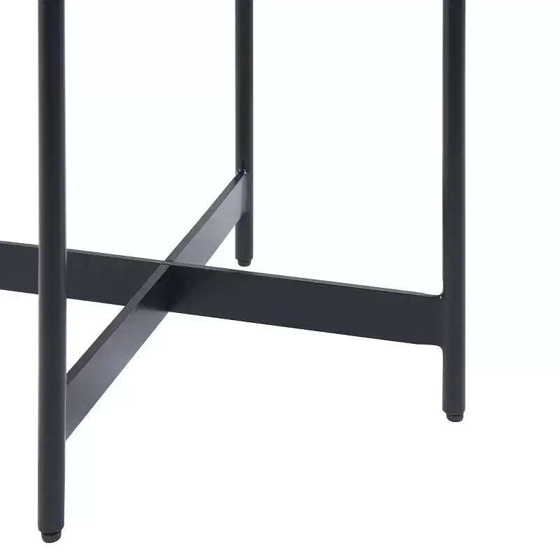 Tavolino rotondo 20" Brookline in legno con rivestimento in cemento Grigio cemento - Alaterre Furniture: piano chic a vassoio, robusto telaio a X