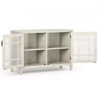 Hampshire Low Storage Cabinet Antique White - WyndenHall: Traditional Style, Adjustable Shelves, Glass Doors