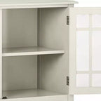 Mobile Basso Contenitore Hampshire Bianco Antico - WyndenHall: Stile Tradizionale, Ripiani Regolabili, Ante in Vetro