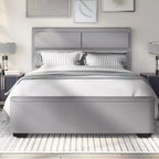 Letto imbottito Queen Nirlen con contenitore grigio - HOMES: Inside + Out: Poliestere, Schiuma, Legno di gomma, Design moderno