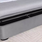 Letto imbottito Queen Nirlen con contenitore grigio - HOMES: Inside + Out: Poliestere, Schiuma, Legno di gomma, Design moderno