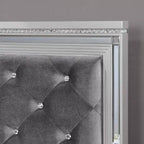HOMES: Inside + Out Letto Matrimoniale "Eastern King" Tenaya Glam con Testiera Trapuntata con Bottoni Argento: Telaio in Poliestere Imbottito