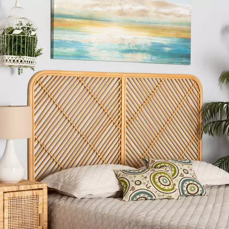 bali & pari Testata letto a parete Queen Sakina in rattan naturale/marrone: Mobili per camera da letto, Nessun assemblaggio richiesto