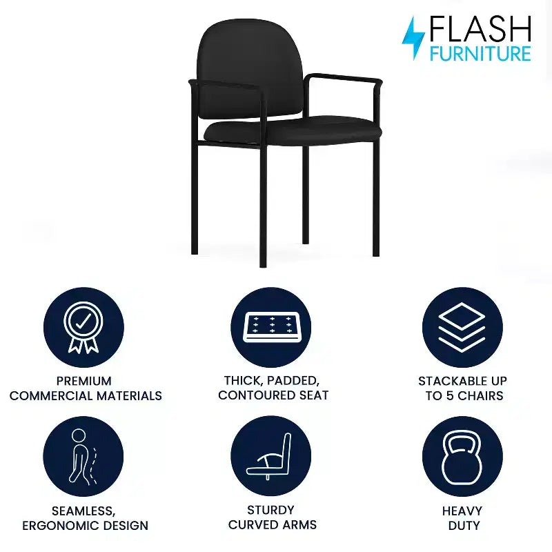 Sedia da reception laterale impilabile in acciaio Flash Furniture Comfort con braccioli