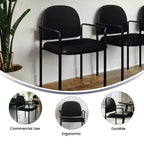 Sedia da reception laterale impilabile in acciaio Flash Furniture Comfort con braccioli