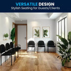 Sedia da reception laterale impilabile in acciaio Flash Furniture Comfort con braccioli