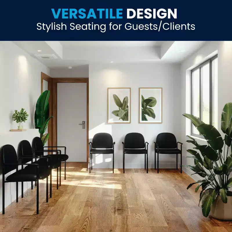 Sedia da reception laterale impilabile in acciaio Flash Furniture Comfort con braccioli