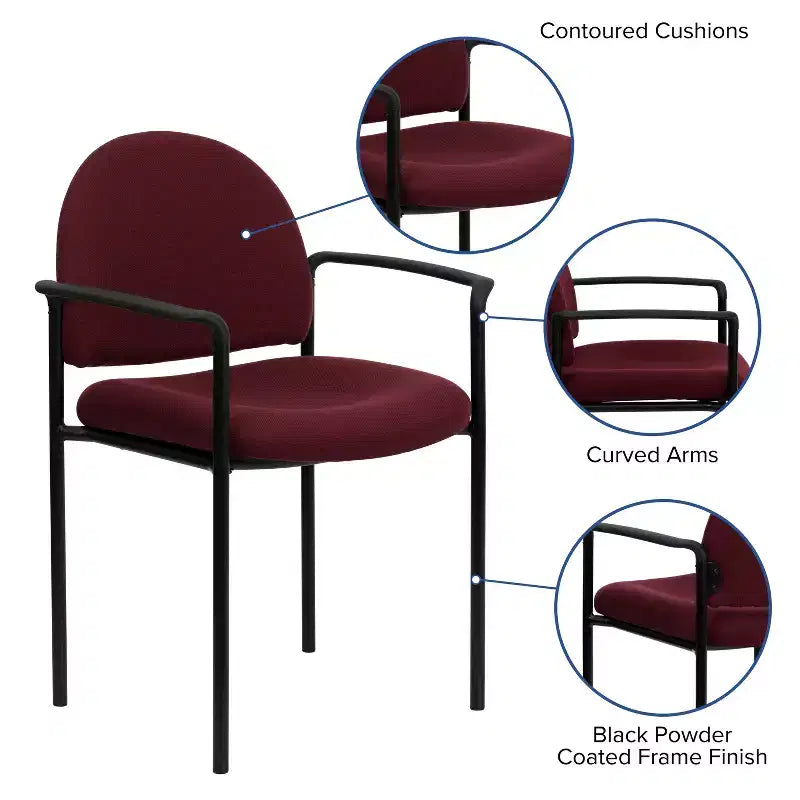 Sedia da reception laterale impilabile in acciaio Flash Furniture Comfort con braccioli